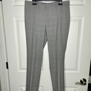 Gray Plaid Slim Fit Trousers - 30x32